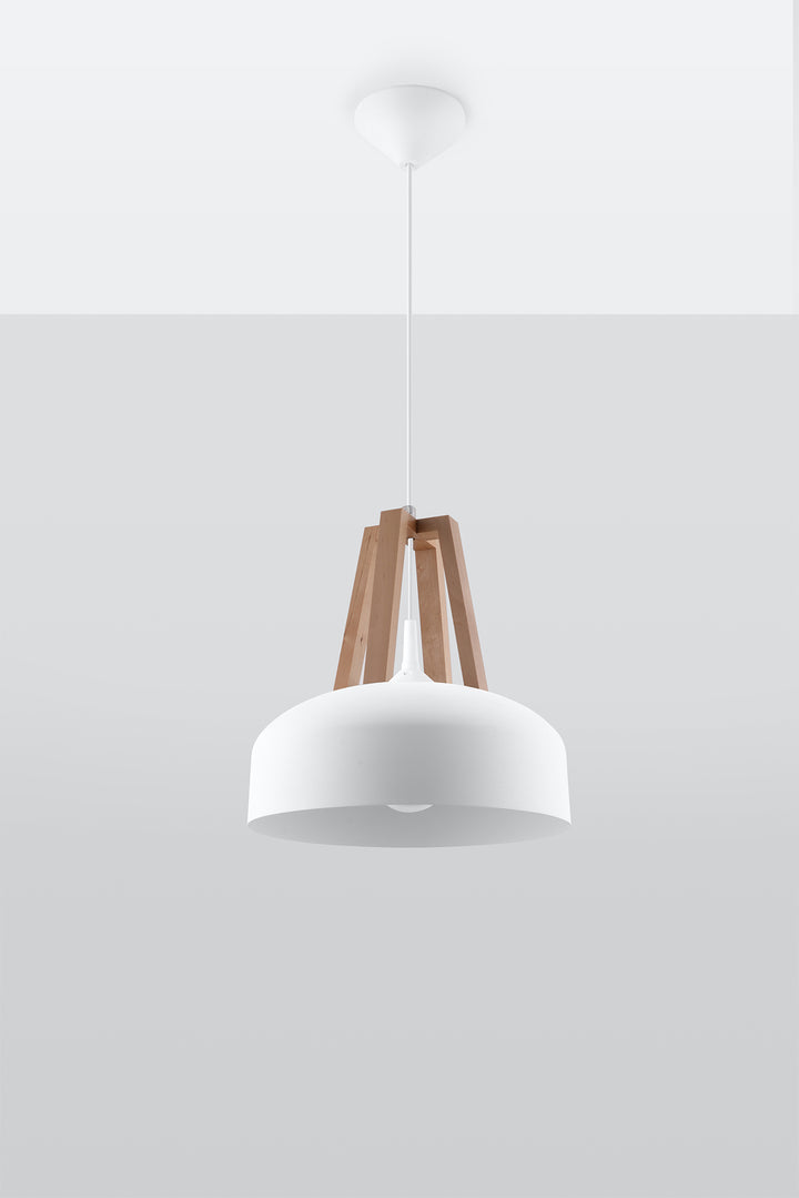 Pendant lamp CASCO white natural wood